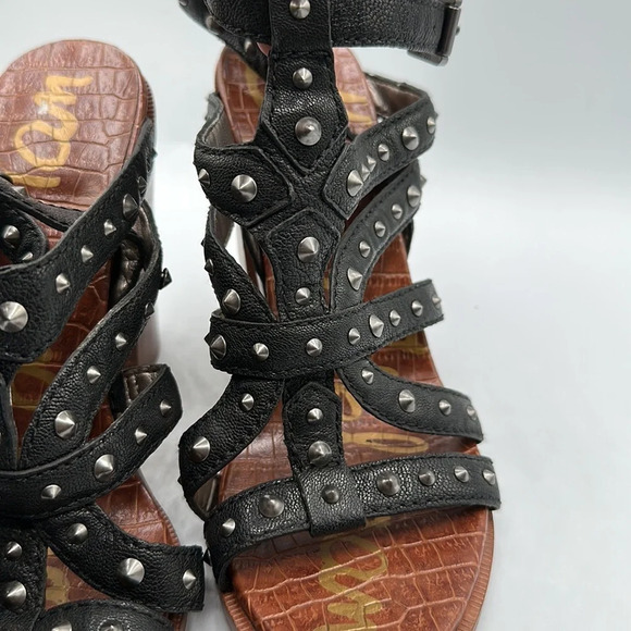 Sam Edelman Keith Stud Grunge Studded Gladiator Ankle Strap High Heels - Picture 5 of 6